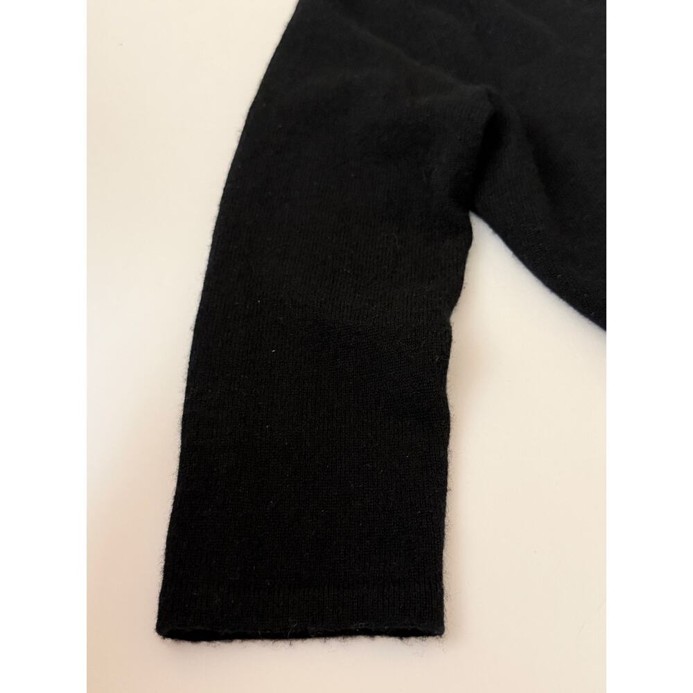 Neiman Marcus 100% Cashmere 3/4 Sleeve Open Cardigan Black Cropped Sweater Med - Picture 7 of 13